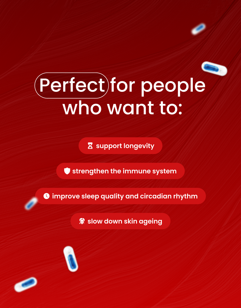Perfect supplement for longevity, immune support, better sleep quality, circadian rhythm and anti-ageing – Synthagen Labs